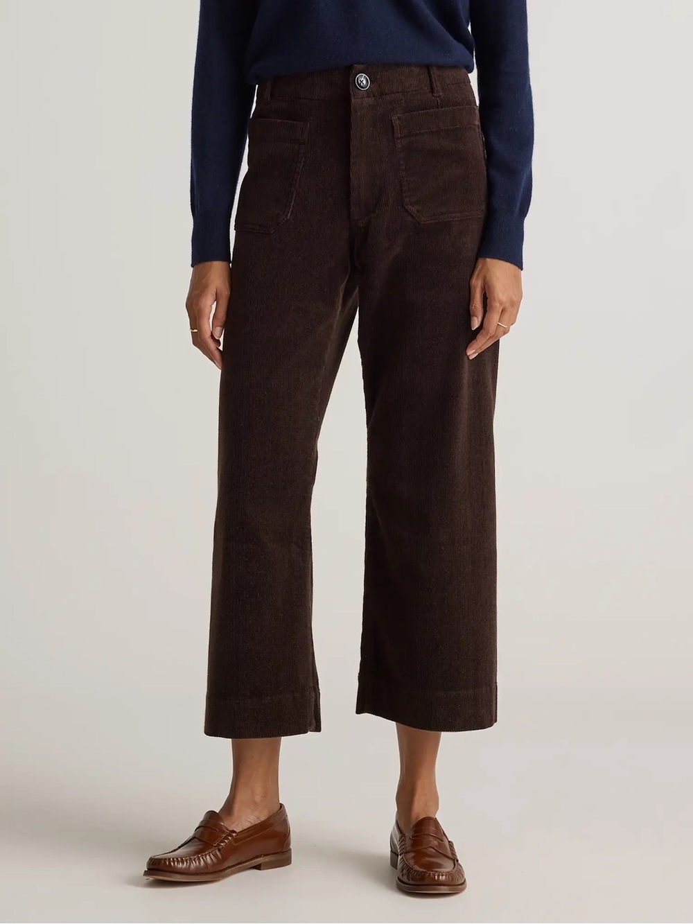 Quince Chocolate Brown Cropped Corduroy Pants